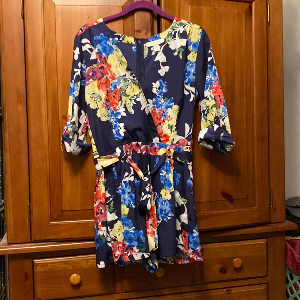 Yumi Kim Floral and Navy Blue Romper